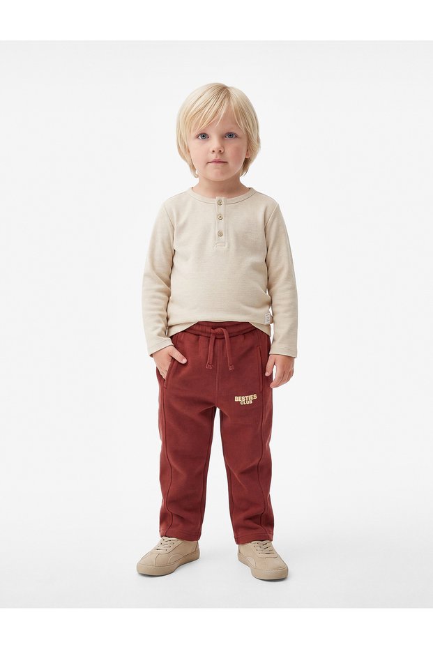 Printed Tie-Waist Cotton Oversize Barrel Sweatpants with Pockets