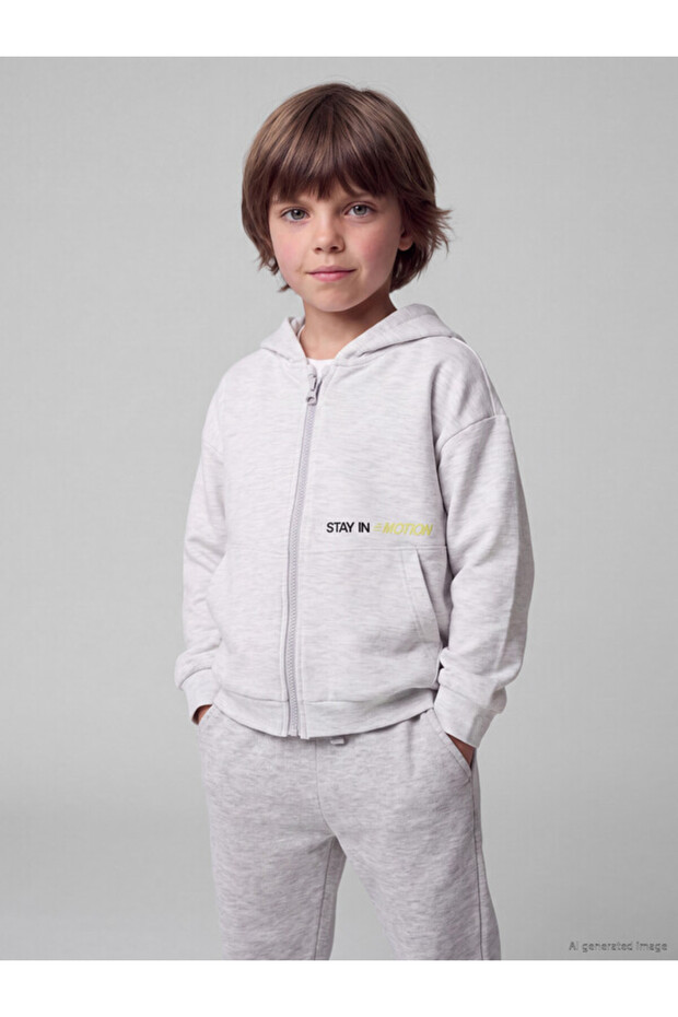 Quality Parts Hooded Boys' Soft Touch Zipper Sweatshirt from Çelebi Store