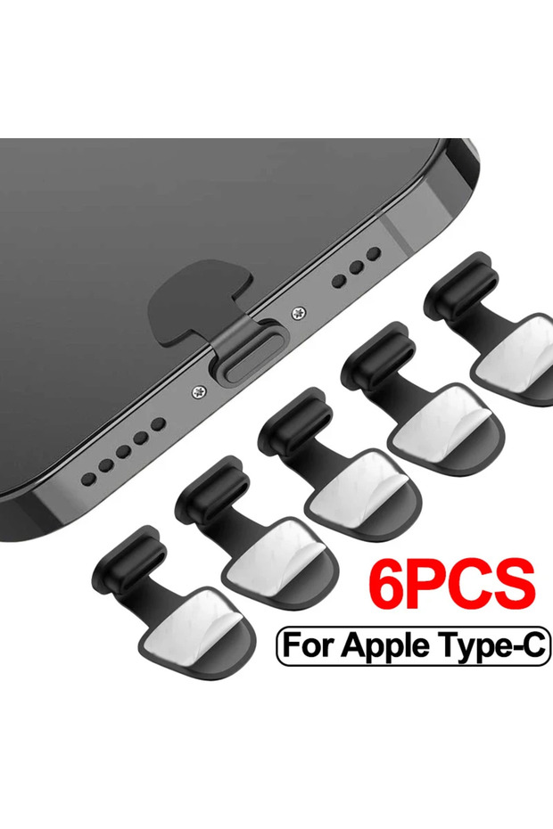 Black For Type c 6PCS Charging Port Anti-Dust Dirt Dust Plug For iPhone Samsung USB Type-C Port Prot