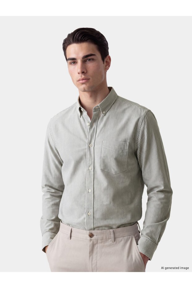 I Standart Fit Striped Gabardine Men's Shirt from Freezen Store