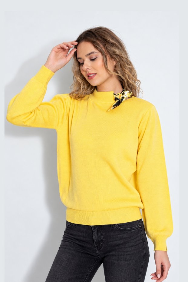 Crew Neck Scarf Knitwear Sweater Knitwear Blouse 1100