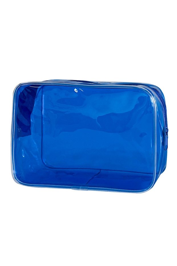 Dark Blue Colorful Transparent Cosmetic Bag Women Makeup Bag PVC Jelly Wash Bag Large Capacity Trave