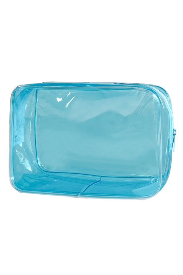 Blue Colorful Transparent Cosmetic Bag Women Makeup Bag PVC Jelly Wash Bag Large Capacity Travel Cos