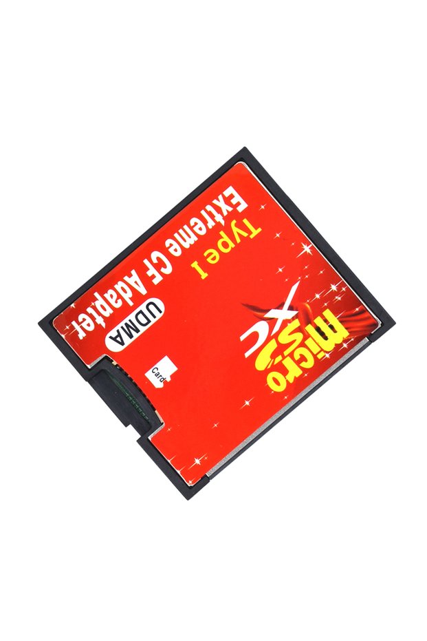 محول بطاقة TISHRIC Micro SD TF إلى CF باللون الأحمر لقارئ بطاقة الذاكرة MicroSD/HC إلى Compact Flash من النوع الأول