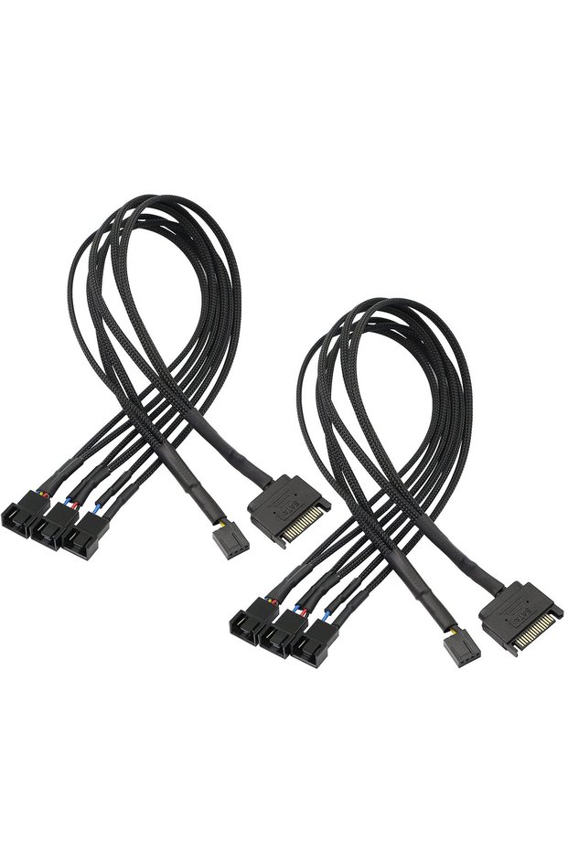 44cm 2pcs SATA 1 to 4 4-Pin Power Cable 44cm/27cm PC Computer Cooling Fan Splitter Hub Converter Ada