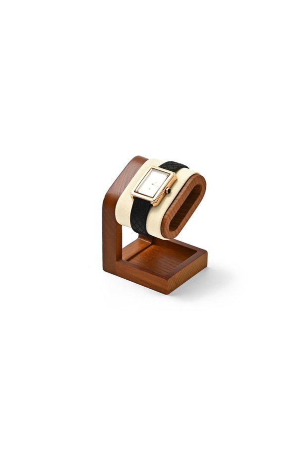 Beige Velvet Oirlv Wooden Jewelry Organizer Bracelet Watch Display Stand Jewelry Storage Holder Watc