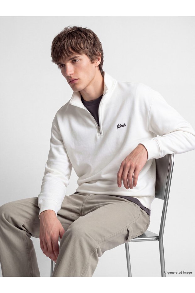 Quality Parts from Çelebi Store Men's Sweatshirt with Embroidered Stand Collar