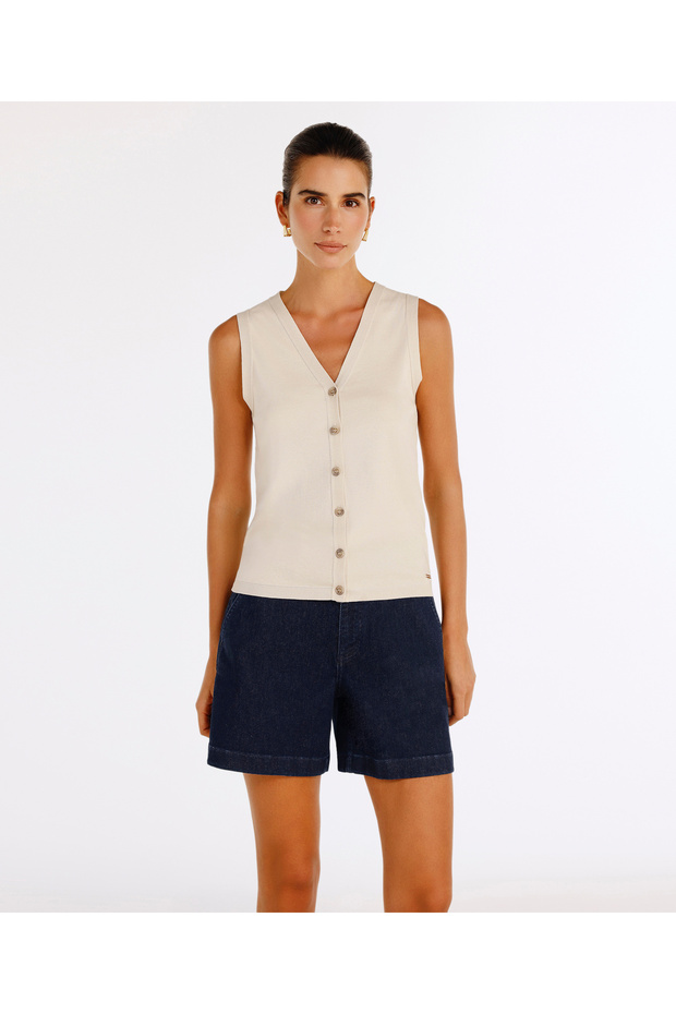 V-Neck Sleeveless Cardigan