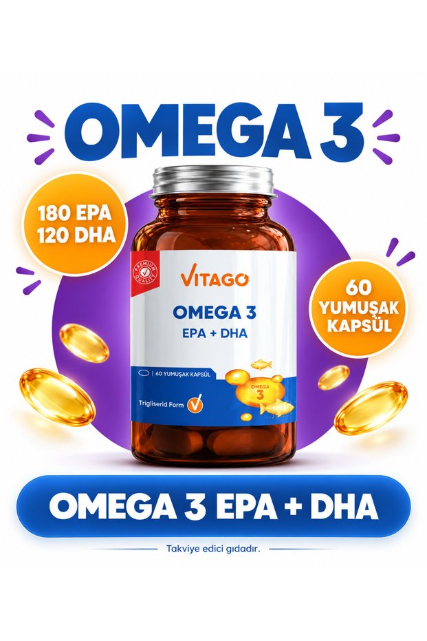 Premium Omega 3 Softgel Supplement, 60 Capsules.