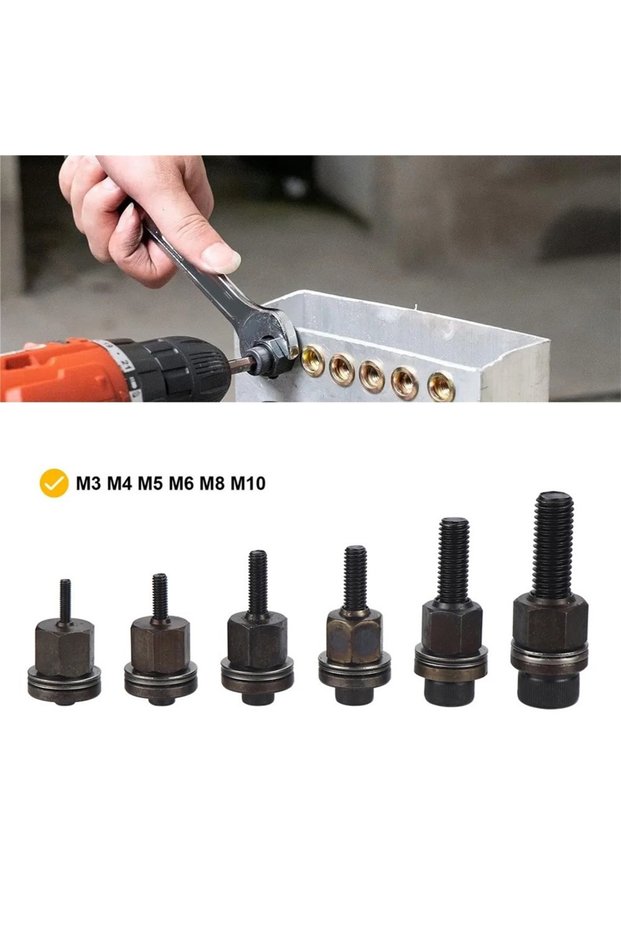 6pcs Hand Rivet Nut Kit Manual Riveter Tools Replacement Tip Mandrel Heads For Nuts M3 for M4 M5 M6