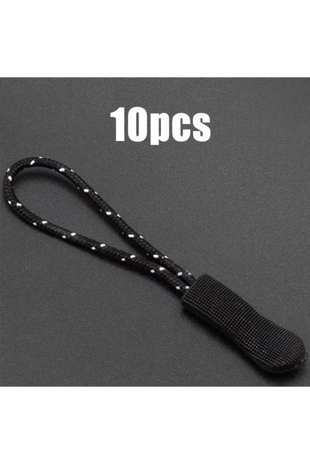 10pcs-black white 10pcs Zipper Pull Puller End Fit Rope Tag Replacement Clip Broken Buckle Fixer Zip