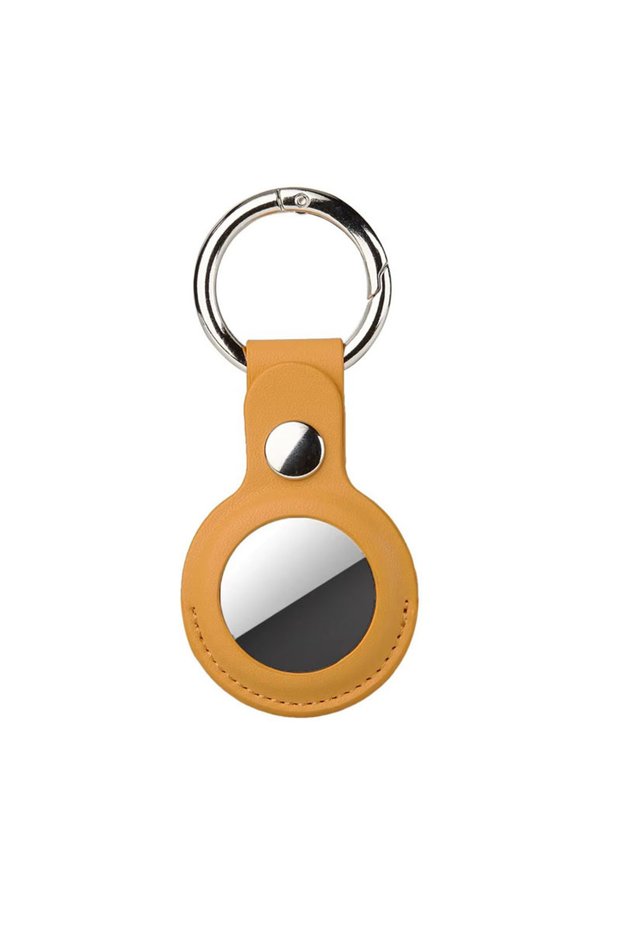 yellow 1/2Pcs Leather Keychain For Apple AirTag Protective Case Cover Waterproof Luggage Anti-Loss K