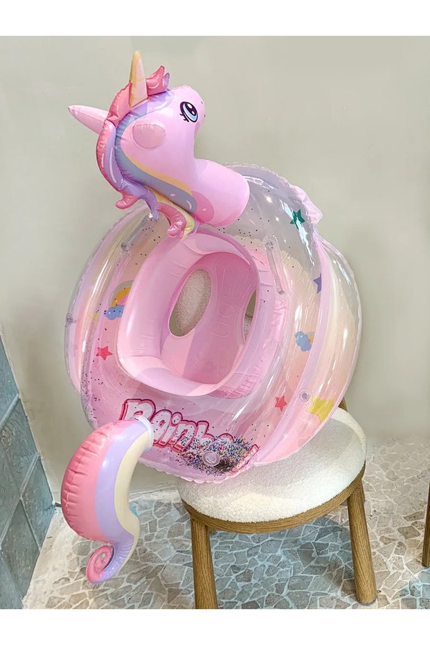 AS1 Swim Ring Inflatable Pool Float Baby Rainbow Sequined Unicorn for Kids Swimming Circle Children