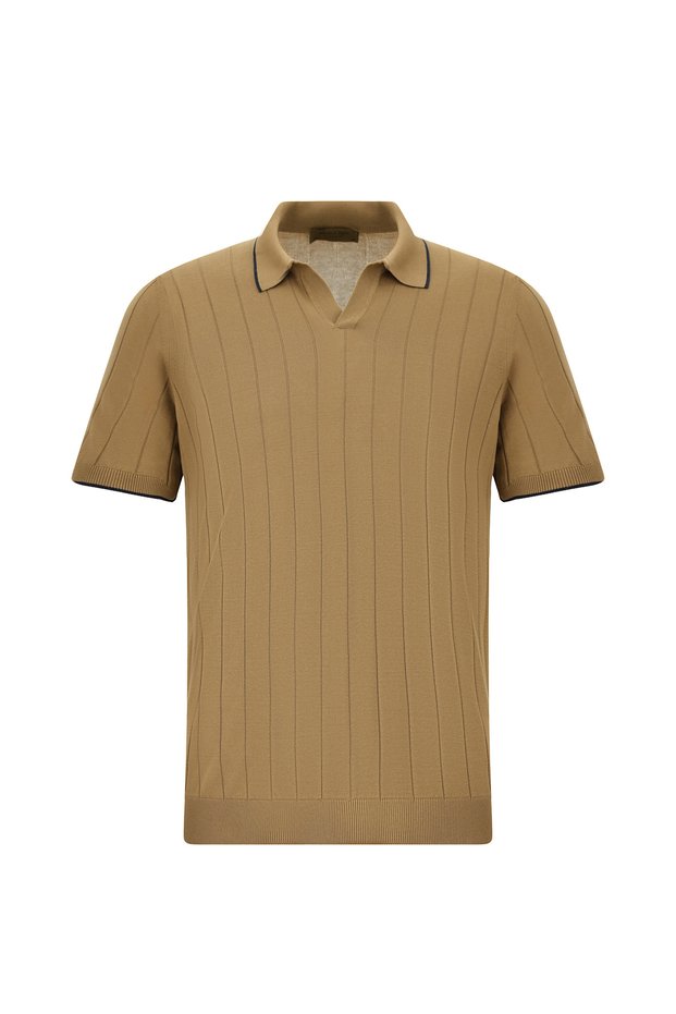 Slim Fit Slim Fit Striped Italian Knitwear Polo T-Shirt