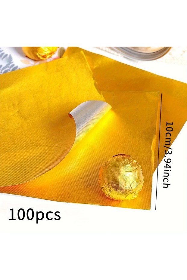 golden 100Pcs-Chocolate Candies Wrapping Tin Paper DIY Baking Food Package Aluminum Foil Gifts Decor