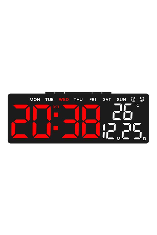 Black Red Digital Alarm Clock USB Powered Desktop Clock Dual Alarm Brightness Adjustable Electronic
