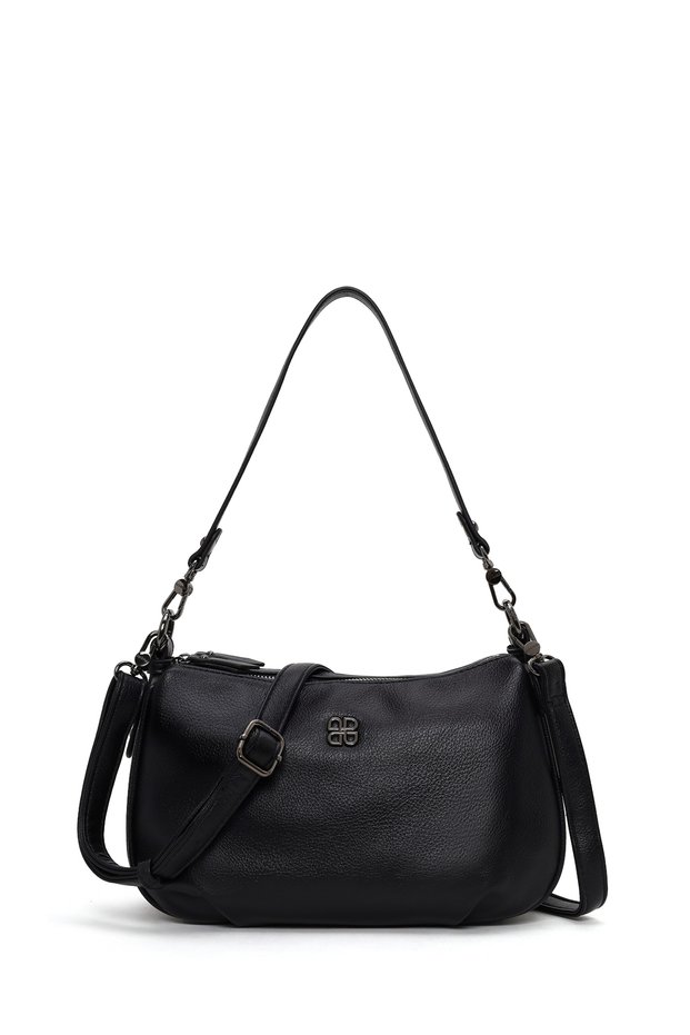 Women's Black Long Strap Casual Shoulder Bag Ab100015Sv