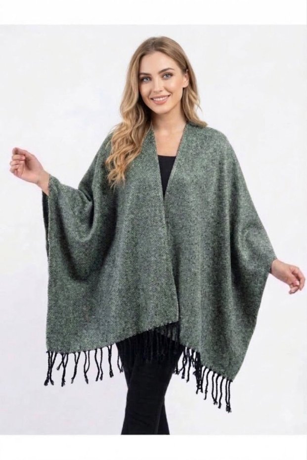 Women's winter double-sided poncho shoulder 140x140