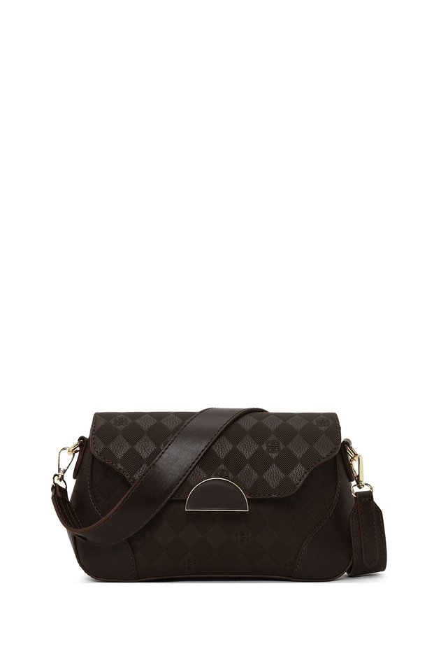 Women's Brown Printed Shoulder Bag Wb500006Sb
