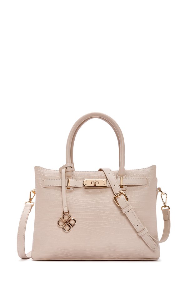 Women's Beige Long Strap Printed Shoulder Bag 26Sbd282926