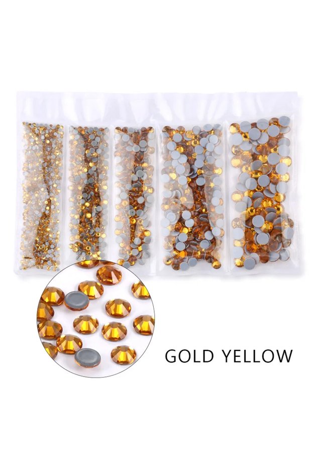 SS6-SS30 mix size gold yellow High Quality 1200Pcs/lot Hotfix Multicolor Rhinestone SS6-SS30 Mix Siz