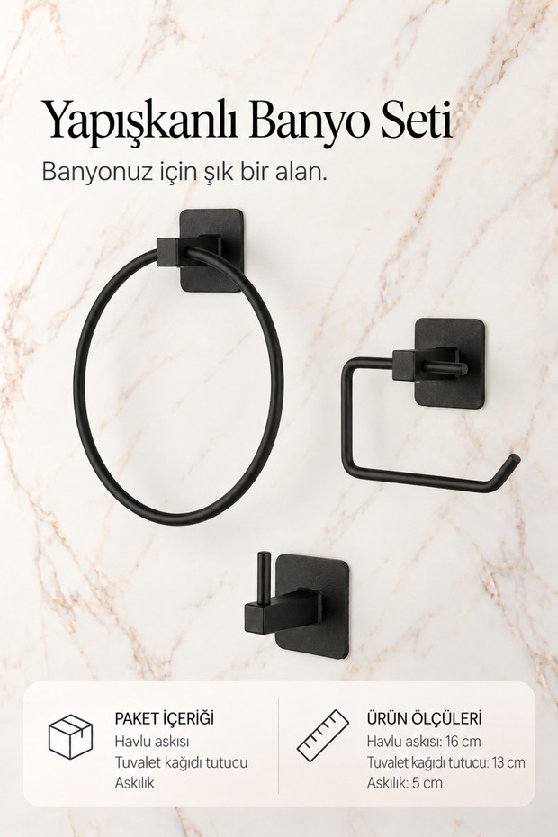 Square Adhesive Set Round Towel Holder Wc Toilet Paper Holder Single Hanger Black