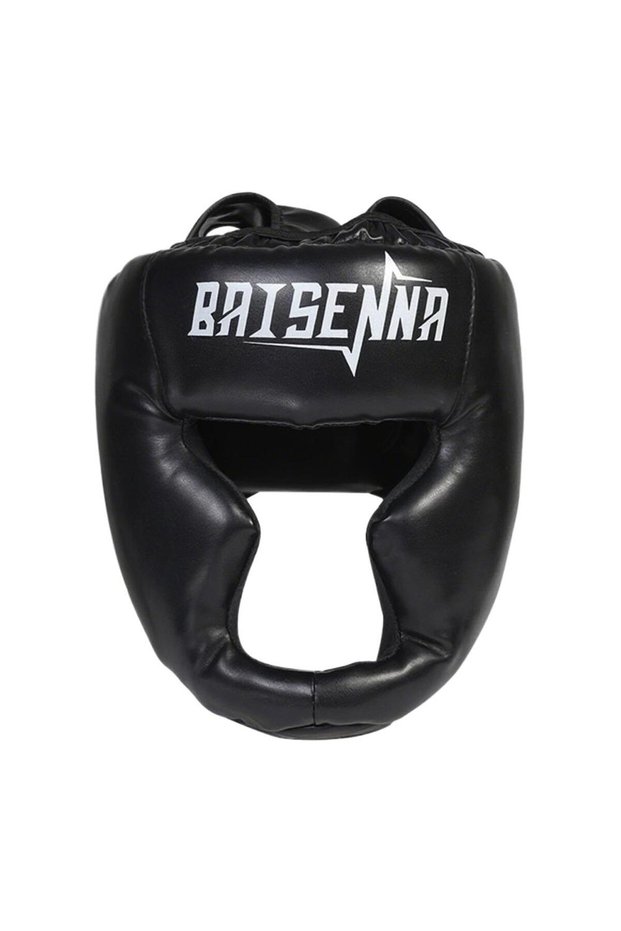 L Black Kick Boxing Helmet for Adult & Kids PU Muay Thai Equipment Headgear Guard Training Taekwondo