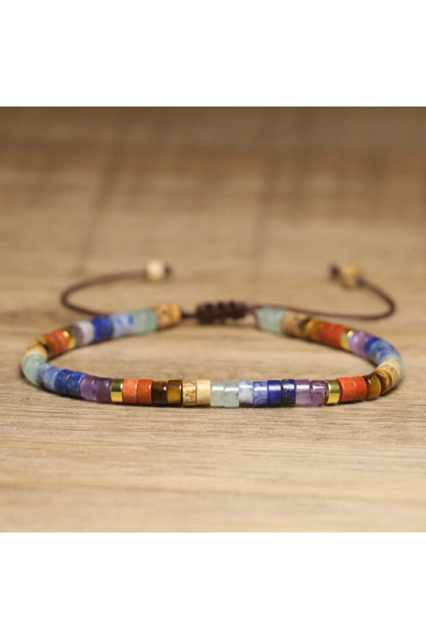 multi Meditation Stone Bracelet for Women Fashion Jewelry Handmade Braided Natural 2 X 4mm Dainty Bo