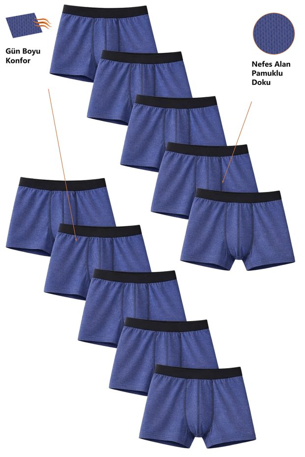 Boys' Cotton Slim Fit Breathable Boxers 10-Pack Blue-Blue