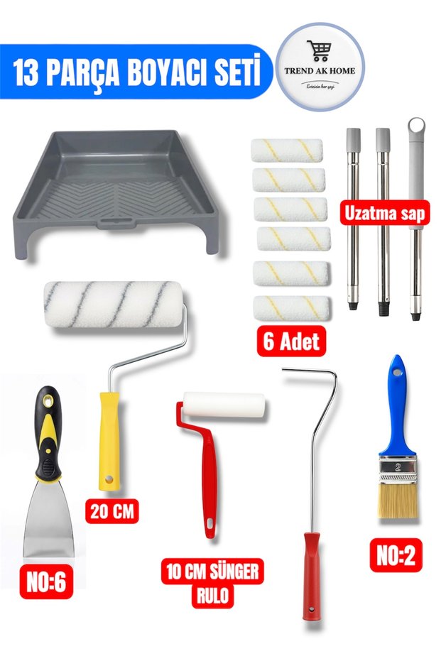 Professional 13-Piece Paint Set | Roller | Paint Tray | Strappy Handle | Painting Kit