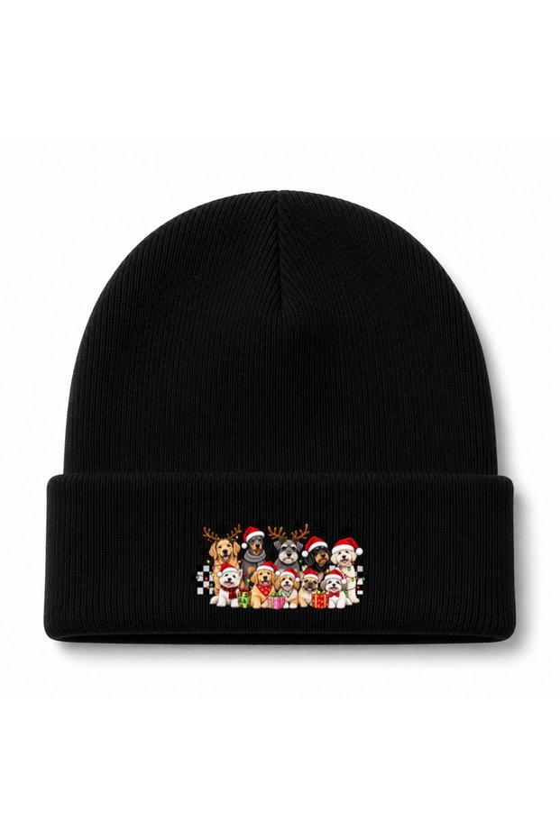Christmas Dog Squad – Cute Santa Puppies Holiday Graphic Beanie