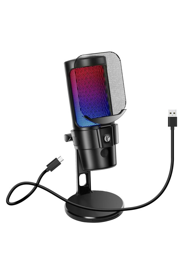 ميكروفون USB للألعاب، ميكروفون مكثف ديناميكي للبودكاست والبث المباشر، مع خاصية كتم الصوت السريع، للاستخدام المكتبي