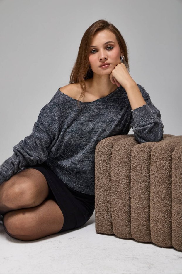 Women's Silvery Gradient Cotton Sweater