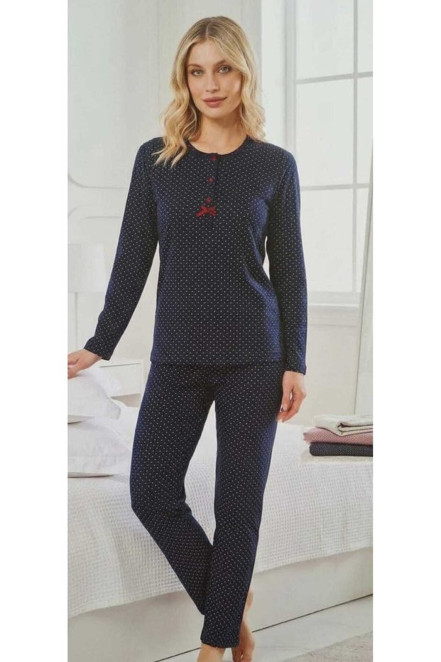Bamboo Cotton Long Sleeve Women's Pajama Set with Points