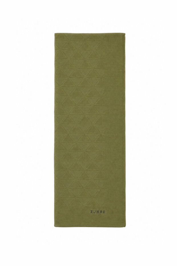 Geometric Patterned Jacquard Khaki Shawl 0050