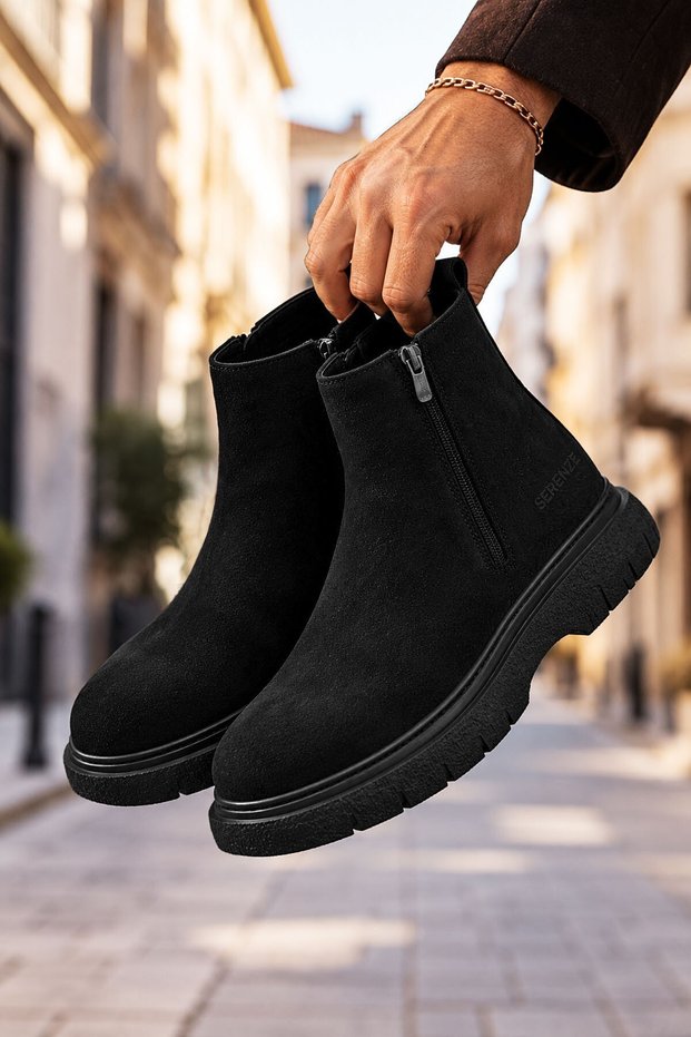 Casual Genuine Leather Double Zipper Men's Boots