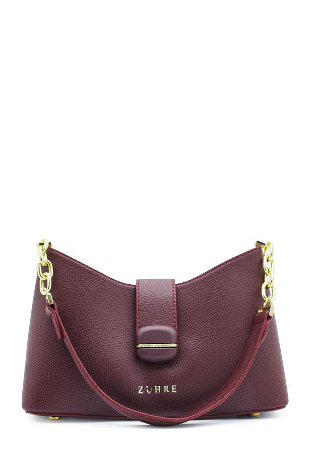 Claret Red Bag with Chain Strap Detail and Cover 0057