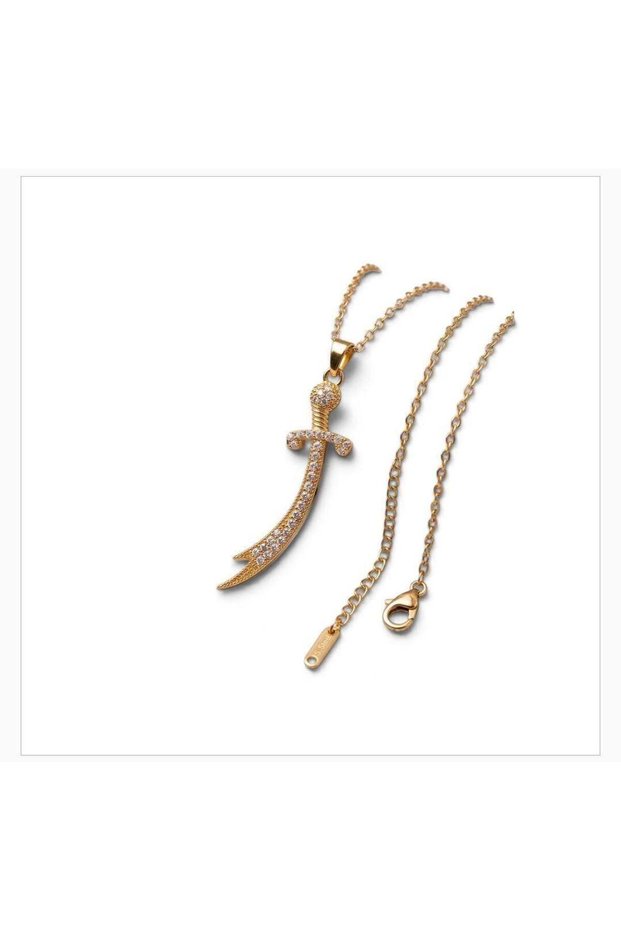 Stainless Steel Crystal Zircon Stone Hz. Ali Zülfikar Women's Necklace 40+5 cm