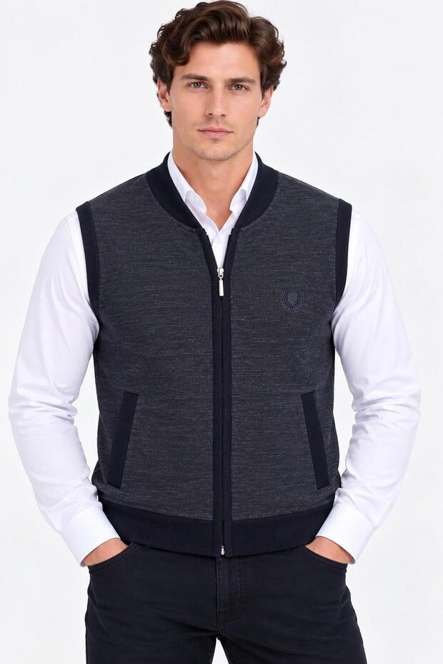 Avşar Regular Fit Men's Zippered Knitwear Vest - 7813