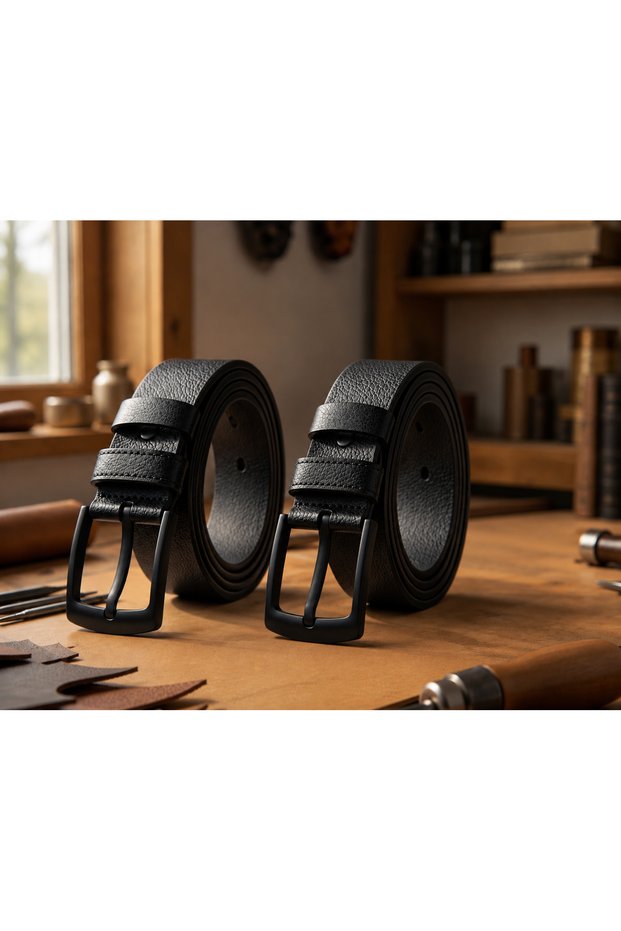 2-Piece Men's Jeans Belt Adjustable Screw Buckle Stylish 2