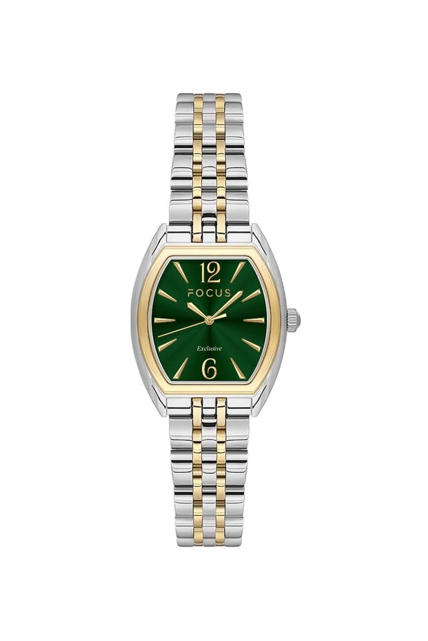Exclusive Steel Case and Silver - Gold Color Steel Band Japanese Movement Women Wristwatch 3 Atm Water Resistant