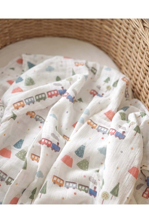 Choo-Choo Muslin Blanket