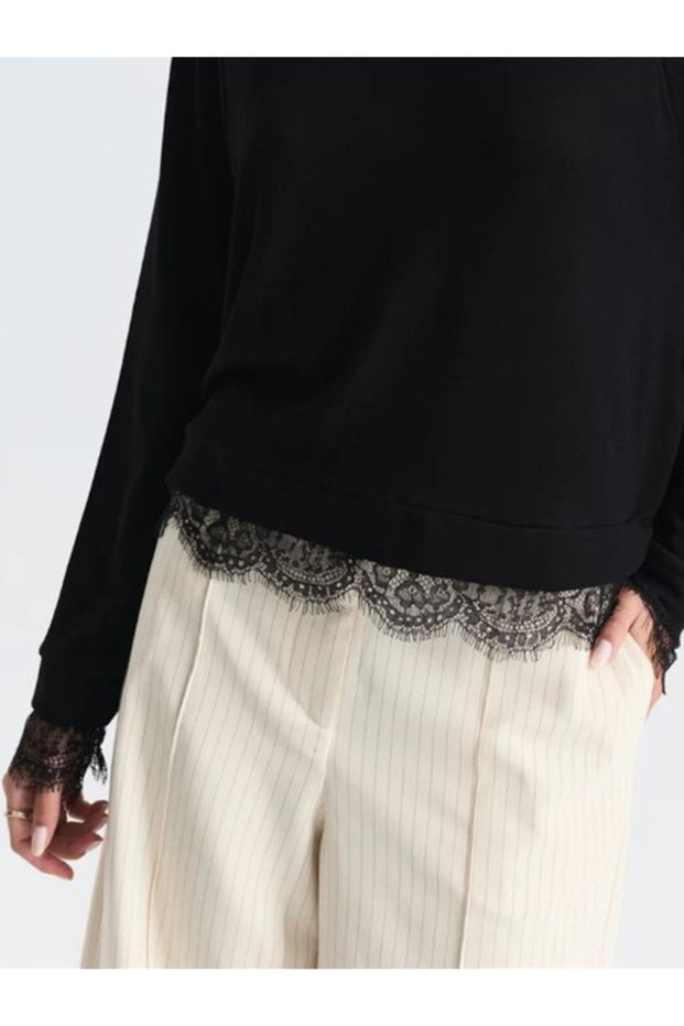 Bearded Lace, Sweater Lace Edge Length 3 Meters Width 8 cm Black - Ecru