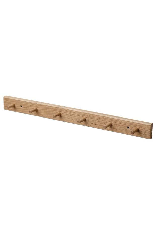 HÖVOLM Rack with 6 knobs - oak