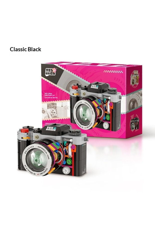 Classic Black Vintage Camera Building Blocks Creative DIY Mechanical World Handmade Toys Decorative