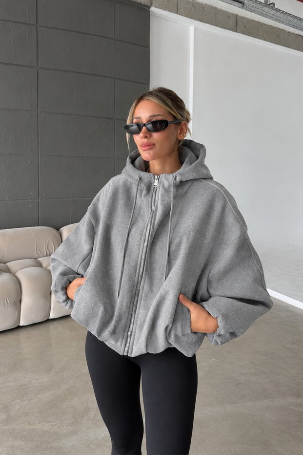 Oversize Thick Anti-Pilling Cashmere Bomber Style Hooded Women's Jacket