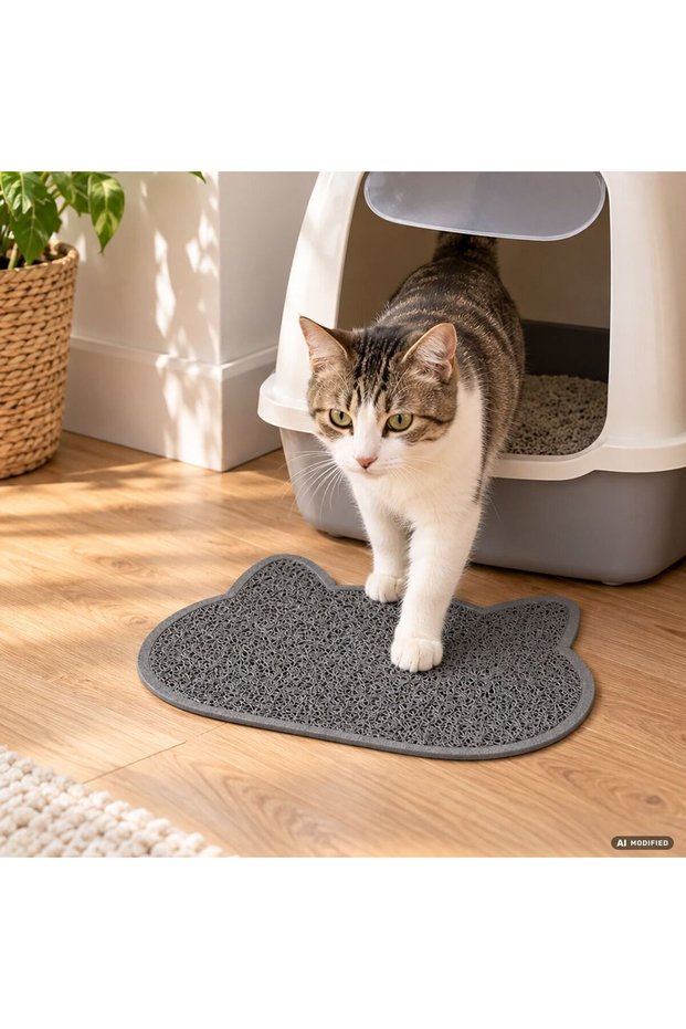 Grey Spaghetti Cat Mat with Cat Pattern 30x40cm