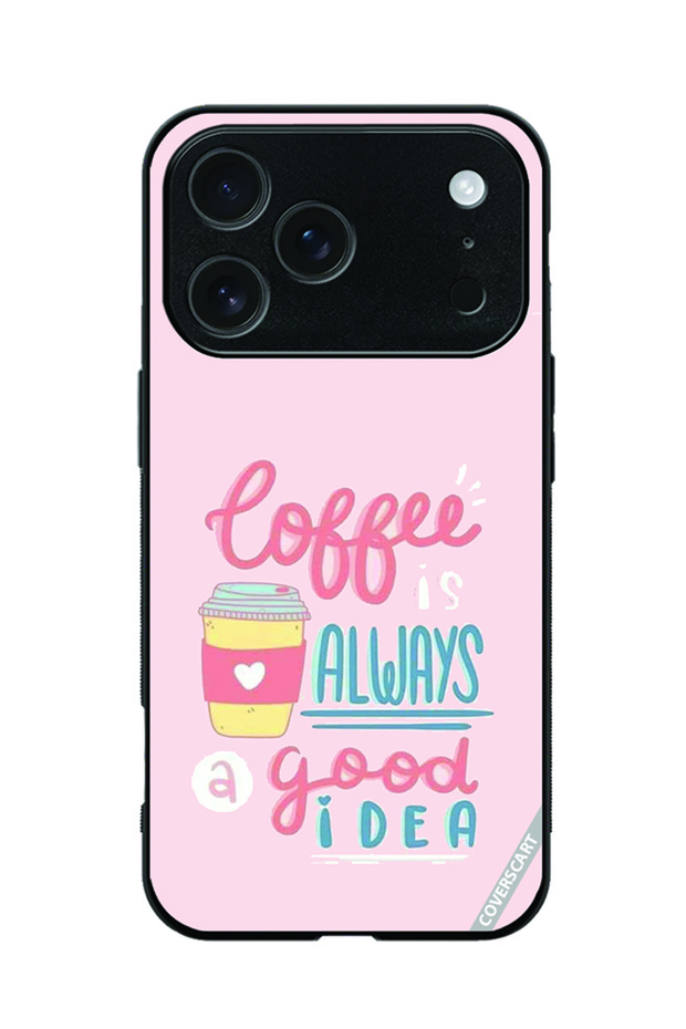 Protective Printed Case Cover for iPhone 17 Pro Coffee Quotes Design Pink