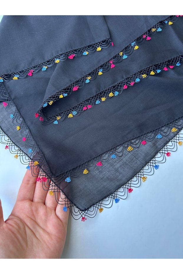 Black Handcrafted Needlework Embroidery/Needlework/Needlework Yemeni/Handcrafted Cheesecloth/Hand Knitted