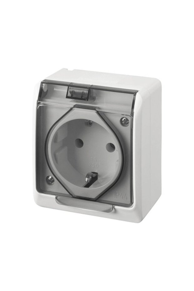 Simple socket with grounding Hermes IP44 white, surface mounting